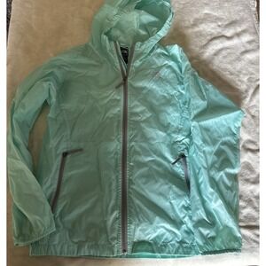 The North Face Girls XL 18/20 Aqua Lightweight Windbreaker Jacket Hooded Zip Up